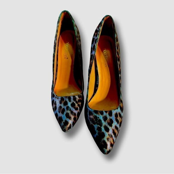 Shoe Dazzle- blue/Black leopard print heels - Picture 2 of 6